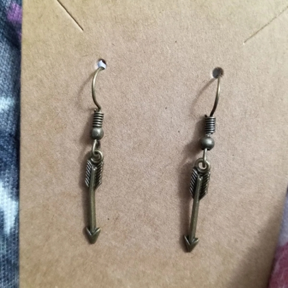 Hand crafted New Antique gold arrow Earrings fairytale